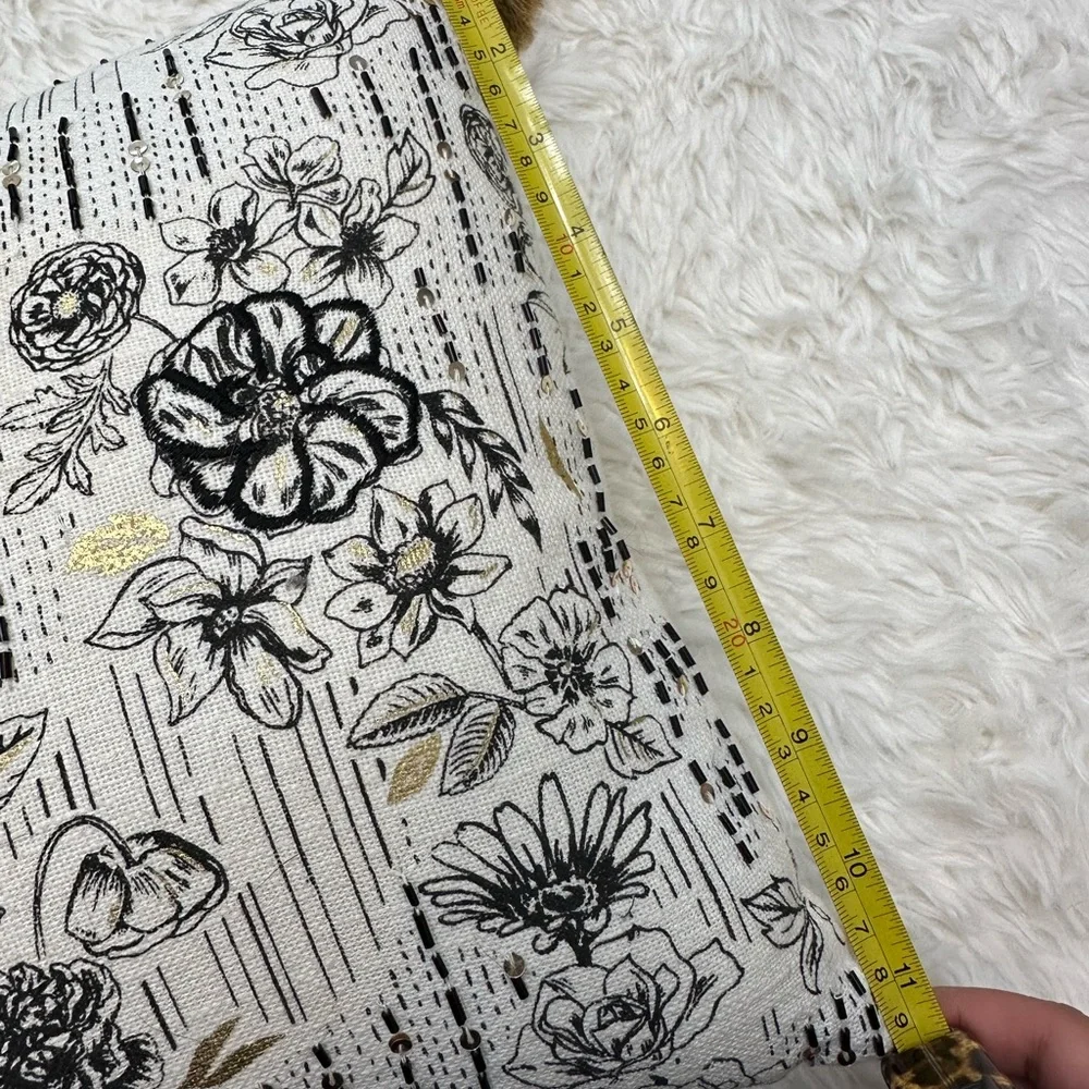 PAPER SOURCE | Black, Cream, and Gold Floral Accent Pillow